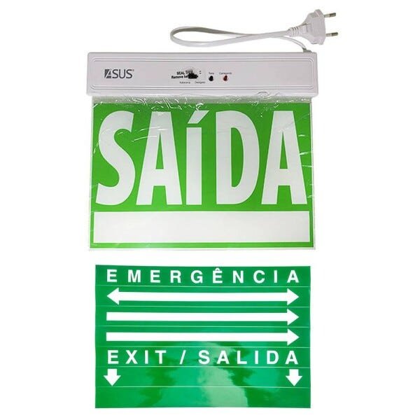 Placa de Sinalizaçao Emergência Saida LED Bateria Recarregavel Lâmpada Luz Iluminaçao Empresa - 2