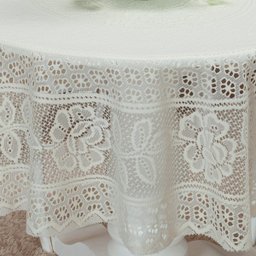 Toalha Renda Redonda 1,50m X 1,50m Floral 4 Lugares Cozinha Forro Mesa Jantar Palha - 2