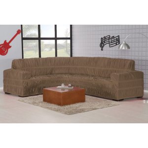 Capa para Sofá de Canto até 6 Lugares Tecido Malha Gel 100% Poliéster - Avelã