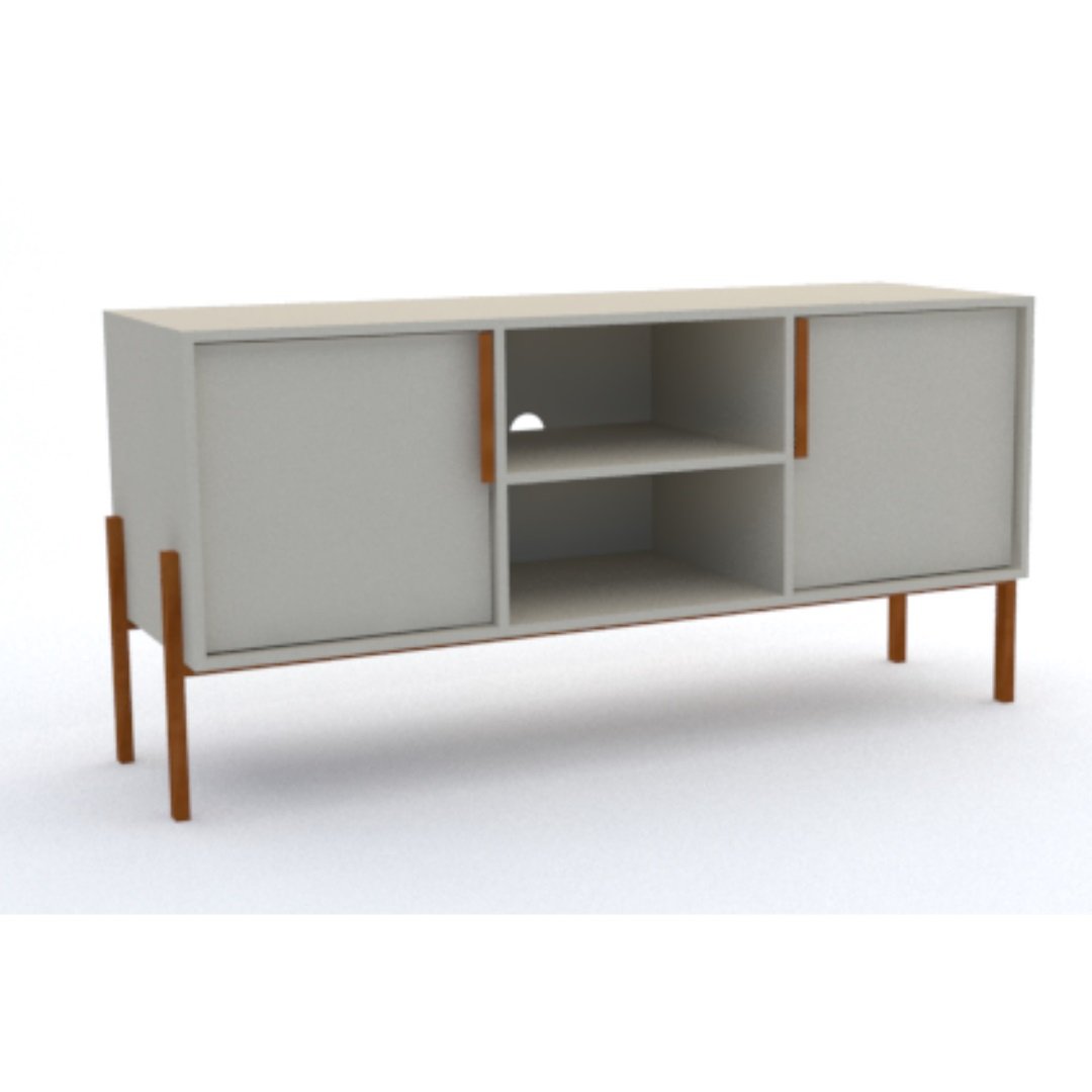Rack LOFT grande central MDF Nude e Madeira 138x67x44 Donna 0102RGC02