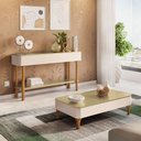 Ver imagem 1 de Kit Aparador para Sala Fontana com Mesa de Centro Ceci Orgânico B01 Off White Champanhe - Lyam Decor