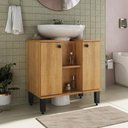 Ver imagem 1 de Conjunto de Banheiro 60cm 2 Portas 1 Prateleira Monte Carlo Mel - Ozini Móveis