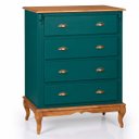 Ver imagem 1 de Cômoda Hanover 4 Gavetas Pés Luis Xv 116 X 90 X 50 Cm (a X L X P) - Cor Verde Musgo/imbuia Glazer