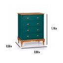 Ver imagem 3 de Cômoda Hanover 4 Gavetas Pés Luis Xv 116 X 90 X 50 Cm (a X L X P) - Cor Verde Musgo/imbuia Glazer