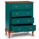 Ver imagem 2 de Cômoda Hanover 4 Gavetas Pés Luis Xv 116 X 90 X 50 Cm (a X L X P) - Cor Verde Musgo/imbuia Glazer