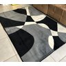 Tapete Geometrico Texfine 2,00 M x 1,40 M Antiderrapante - Preto com Cinza - 1
