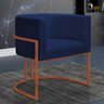 Poltrona Decorativa Sala de Estar Nayara Base Metal Bronze Cor:azul - 4