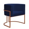 Poltrona Decorativa Sala de Estar Nayara Base Metal Bronze Cor:azul - 1