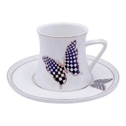 JOGO DE 6 XICARAS PARA CAFE LUXO PAPILLON EM NEW BONE CHINA 80ML - 1