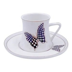 JOGO DE 6 XICARAS PARA CAFE LUXO PAPILLON EM NEW BONE CHINA 80ML