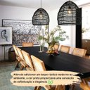Ver imagem 2 de Pendente Fibra Natural Rattan Boho Mesa Sala Preto Nat55