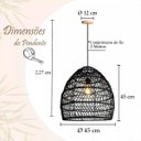 Ver imagem 7 de Pendente Fibra Natural Rattan Boho Mesa Sala Preto Nat55