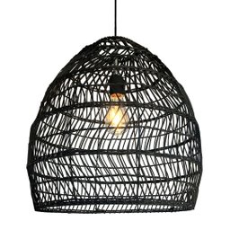 Pendente Fibra Natural Rattan Boho Mesa Sala Preto Nat55 - 1