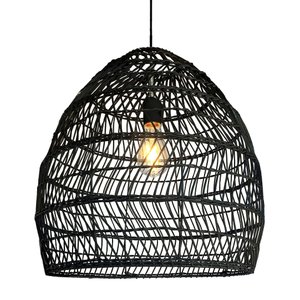Pendente Fibra Natural Rattan Boho Mesa Sala Preto Nat55