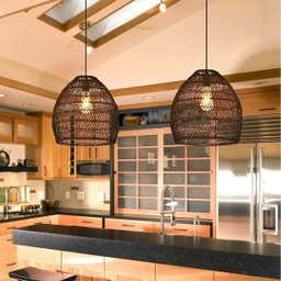 Pendente Fibra Natural Rattan Boho Mesa Sala Preto Nat55 - 5