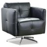 Poltrona Decorativa Sala de Estar Base Giratória Asturia Couro Preto - Mempra - 1