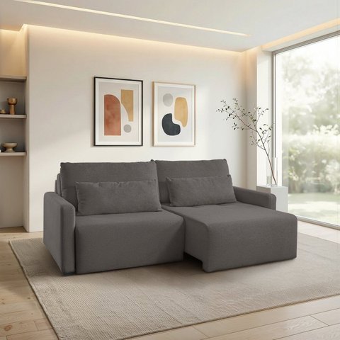 Sofá Retrátil e Reclinável em 5 Estágios 200cm com Almofadas Decorativas Vênus Espresso Móveis