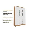 Ver imagem 6 de Guarda Roupa Peroba Tedy 4 Portas e 3 Gavetas Branco/Amêndoa