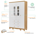 Ver imagem 5 de Guarda Roupa Peroba Tedy 4 Portas e 3 Gavetas Branco/Amêndoa