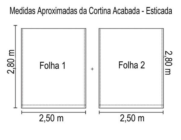Cortina Basic Voil para Quarto ou Sala 5,00m x 2,80m - Palha - 3