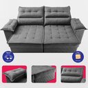 Ver imagem 5 de Sofá Retrátil e Reclinável 2,10m com Molas e Espuma D33 Thunder Velusoft Cinza Cama Inbox