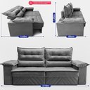 Ver imagem 3 de Sofá Retrátil e Reclinável 2,10m com Molas e Espuma D33 Thunder Velusoft Cinza Cama Inbox