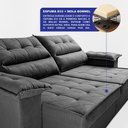Ver imagem 4 de Sofá Retrátil e Reclinável 2,10m com Molas e Espuma D33 Thunder Velusoft Cinza Cama Inbox