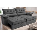 Ver imagem 1 de Sofá Retrátil e Reclinável 2,10m com Molas e Espuma D33 Thunder Velusoft Cinza Cama Inbox
