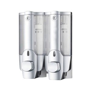 Dispenser Duplo Shampoo Sabonete Liquido Alcool Banheiro Hotel Casa Shopping