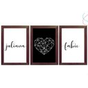 Ver imagem 1 de Kit 3 Quadros Decorativos Quarto Casal C/ Nome Personalizado:tabaco