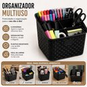 Ver imagem 6 de Organizador Rattan Mesa Bancada Escorredor Multiuso Grande 6 Divisorias Cesto Porta Talher Utensilio