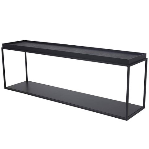 Sofá Table Lói Tampo Preto e Croco Preto com Base Preta 150cm - 67839