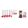 Kit Colheres de Silicone cabo em inox 8pçs + Jogo Talheres Faqueiro 24pçs Cabo Vermelho - 1