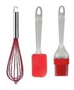 Ver imagem 4 de Kit Colheres de Silicone cabo em inox 8pçs + Jogo Talheres Faqueiro 24pçs Cabo Vermelho