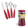 Kit Colheres de Silicone cabo em inox 8pçs + Jogo Talheres Faqueiro 24pçs Cabo Vermelho - 3
