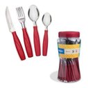 Ver imagem 3 de Kit Colheres de Silicone cabo em inox 8pçs + Jogo Talheres Faqueiro 24pçs Cabo Vermelho