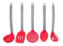 Ver imagem 2 de Kit Colheres de Silicone cabo em inox 8pçs + Jogo Talheres Faqueiro 24pçs Cabo Vermelho