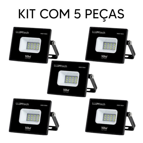 KIT COM 5 REFLETOR DEEP LED PARA JARDIM VERDE HIGH TECH SMD 10W LLUM - 1