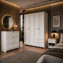 Ver imagem 4 de Conjunto Quarto Solteiro Completo 3 Peças 4 Portas 6 Gavetas Branco - Decibal Móveis