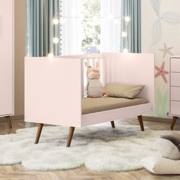 Berço Mini Cama para Quarto Infantil Q Encanto Retro - Rosa Acetinado - 2