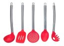 Ver imagem 4 de Kit 6 Colheres Utensílios em Silicone com Cabo Inox + Sup Inox 6 Ganchos