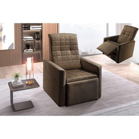Poltrona Decorativa para Sala Reclinável do Papai Top Suede Marrom Paropas