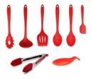Ver imagem 1 de Kit 8 Colheres em Silicone Vermelho com cabo maciço em Silicone Top