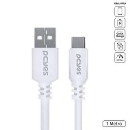 Cabo USB a 2.0 para USB Tipo C para Celular Smartphone 1M Branco - PUACB-01 - 1 Cabo USB a 2.0 para USB Tipo C para Celular Smartphone 1M Branco - PUACB-01 - 1