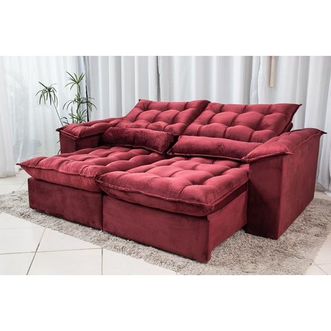 Sofá Retrátil e Reclinável Ipanema 1,80m em Tecido Veludo C/pillow Nos Braços - Montagem Inclusa:bor