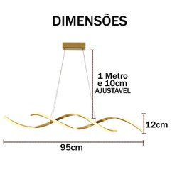 Luminaria Lustre Pendente Dna Molecular Espiral 36w Iluminaçao Decoraçao Luxo Teto Sala Quarto Cozin - 3