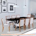Ver imagem 3 de Mesa Jantar Namur Retangular Tampo Barril com Vidro Preto e Base Preta 200cm - 67351