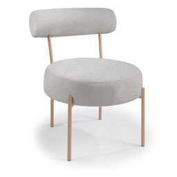 Poltrona Mogno Aço Carbono Dourado Tecido Bege Seixo - 1