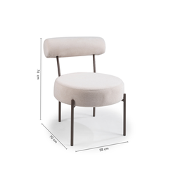 Poltrona Mogno Aço Carbono Dourado Tecido Bege Seixo - 3