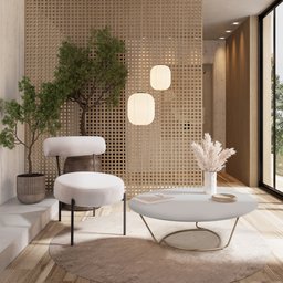 Poltrona Mogno Aço Carbono Dourado Tecido Bege Seixo - 4